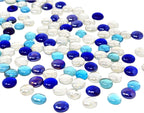 TSY TOOL 3 Lb (300PCS) Flat Glass Marbles Blue, Clear Mixed Color Glass Gems Pebbles Stones Marbles Vase Filler Accents and Crafting Aquarium Decor
