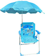 Kids Beach Chair with Umbrella, Kids Beach Chair with Umbrella, Foldable & Detachable Portable Oxford Cloth Cute with Canopy for Outdoor Summer, Blue