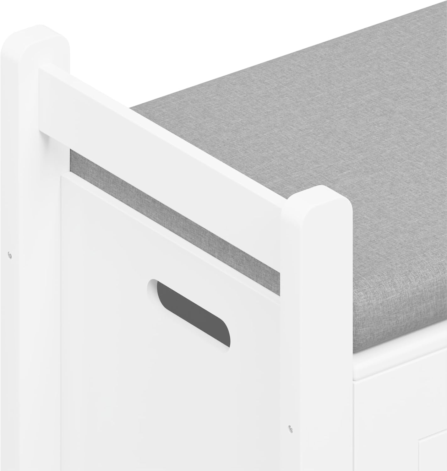 White Toy Storage Bench with Cushion Seat & Bookshelf, Multi-Functional Kids Toy Box Organizer, Flip-Top Lid & Safety Hinge, Large Storage Cabinet for Playroom, Nursery