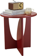 KB Designs - Side End Table Modern Round Wood Accent Table with Sculptural U Shaped Base Compact Furniture for Living Room Bedroom Office Side Table for Small Spaces Home Decor Accent (Red)
