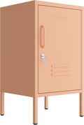 Single door End Table 2 Tier Narrow Side Table with Metal Frame Multifunctional Home Table Easy to Assemble Adjustable partitions Single Door Coffee Table Pink Size: 27.55”H X 13.78”W X 14.96”D