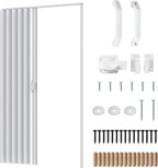 63×80“Concealed Sliding Barn-Style Accordion Door, White Hidden PVC Retractable Interior Partition Door, Enhanced Accordion Doors with Hardware for the Living Room, Study, and Bathroom