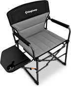 KingCamp Oversized Camping Directors Chair for Big and Tall, Heavy Duty 440lbs Folding Chairs with Side Table, Portable Padded Camp Chairs with Wide Seat & Anti-Sag Fabric for Outdoor Lawn Fishing RV