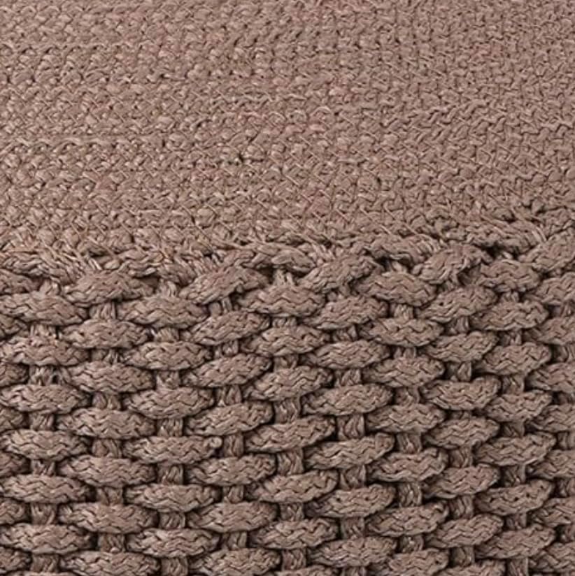 BIRDROCK HOME Outdoor Pouf Ottoman | Hand Woven Waterproof Foot Stool with Bead Bag Filling | Boho Foot Rest for Patio, Living Room, Porch & Outdoor Seating | Lightweight, Soft Stuffed Chair | Brown