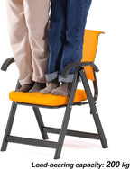 Folding Chair, Office Upholstered Folding Chair with Armrests, Stackable, Thick Cushion, Lumbar Support, Mesh Breathable Elastic Backrest, Suitable for Office, Training Room(Black)