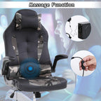 Ergonomic Gaming Office Chair - High Back Executive Computer Chair with Lumbar Support & Flip-Up Arms, PU Leather Adjustable Swivel Chair for Women/Men, Height Adjustable Massage Desk Chair (Camo)