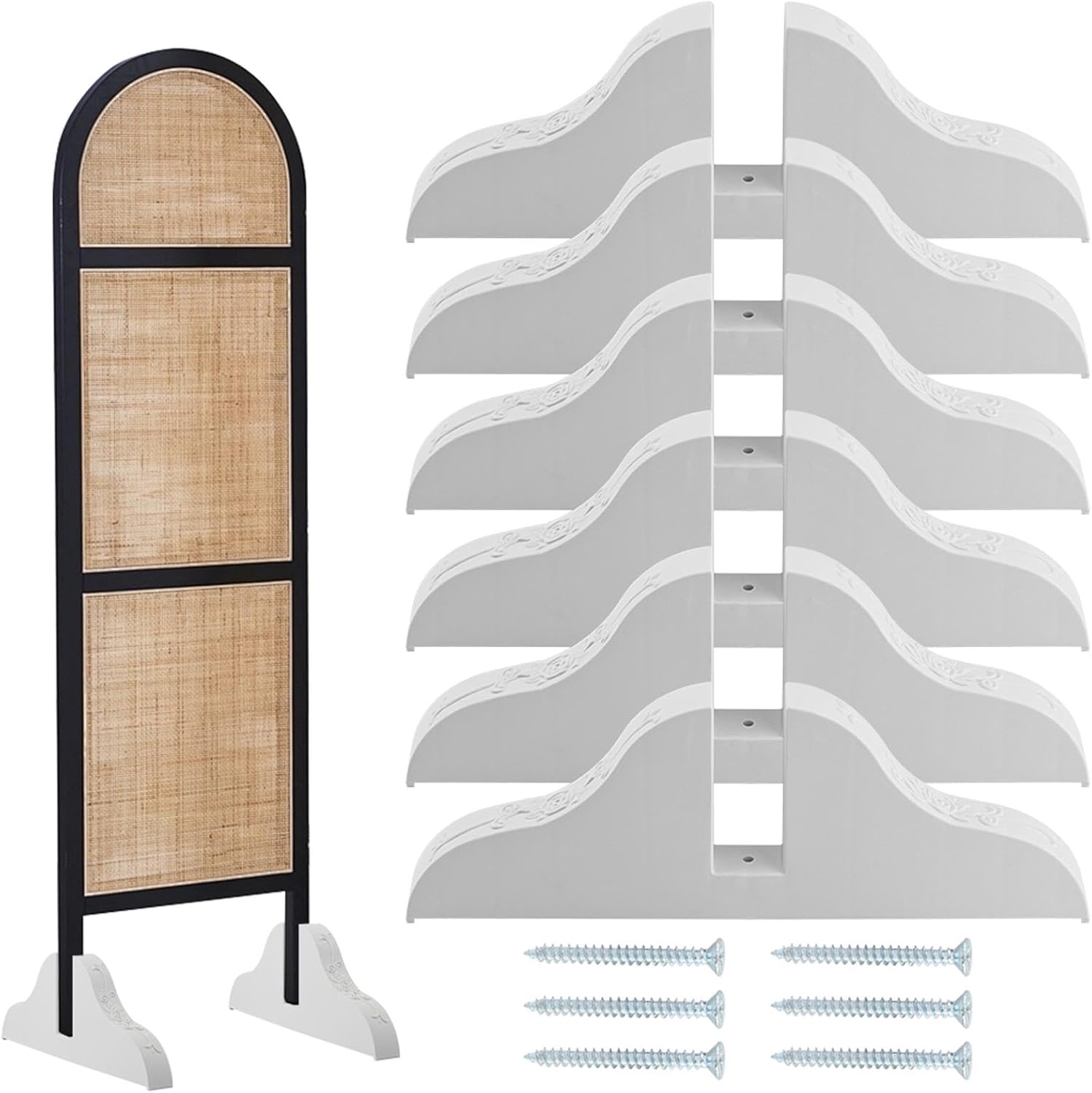 6 Pack Room Divider Stand for Foldable Screen Brackets, Room Divider Stand with Screws, Folding Privacy Screen Holder for Hotel Home Office(White)