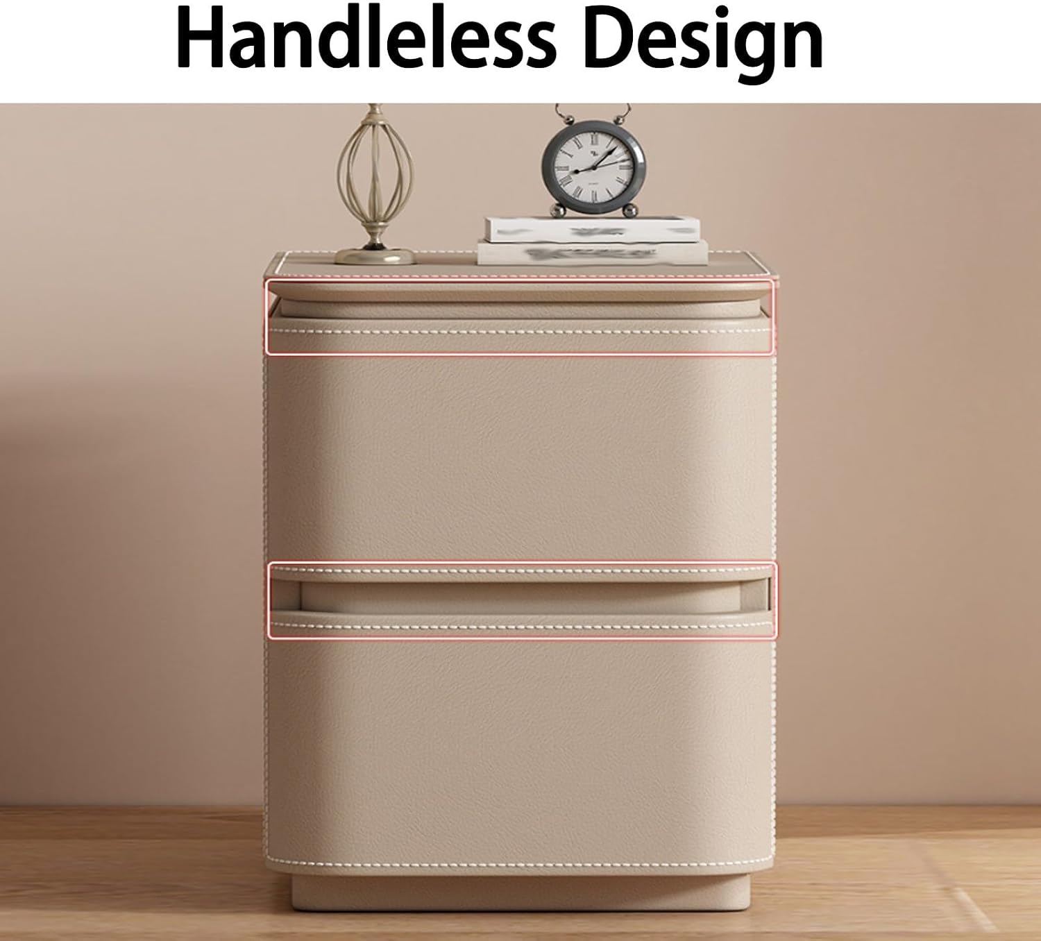 Small Nightstand Leather Finish, Narrow Modern Bedside Table, Night Stand end Sofa Side Table, Solid Wood Bedside Desk Bedside Furniture for Bedroom(Gray,25x40x50cm)
