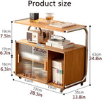 End Tables Interior ﻿, Multifunctional Sofa Side Cabinet, Movable Coffee Table, Bedside Corner Table Balcony Storage Rack, for Living Room, Kitchens Multi Scenario Use(Natural)