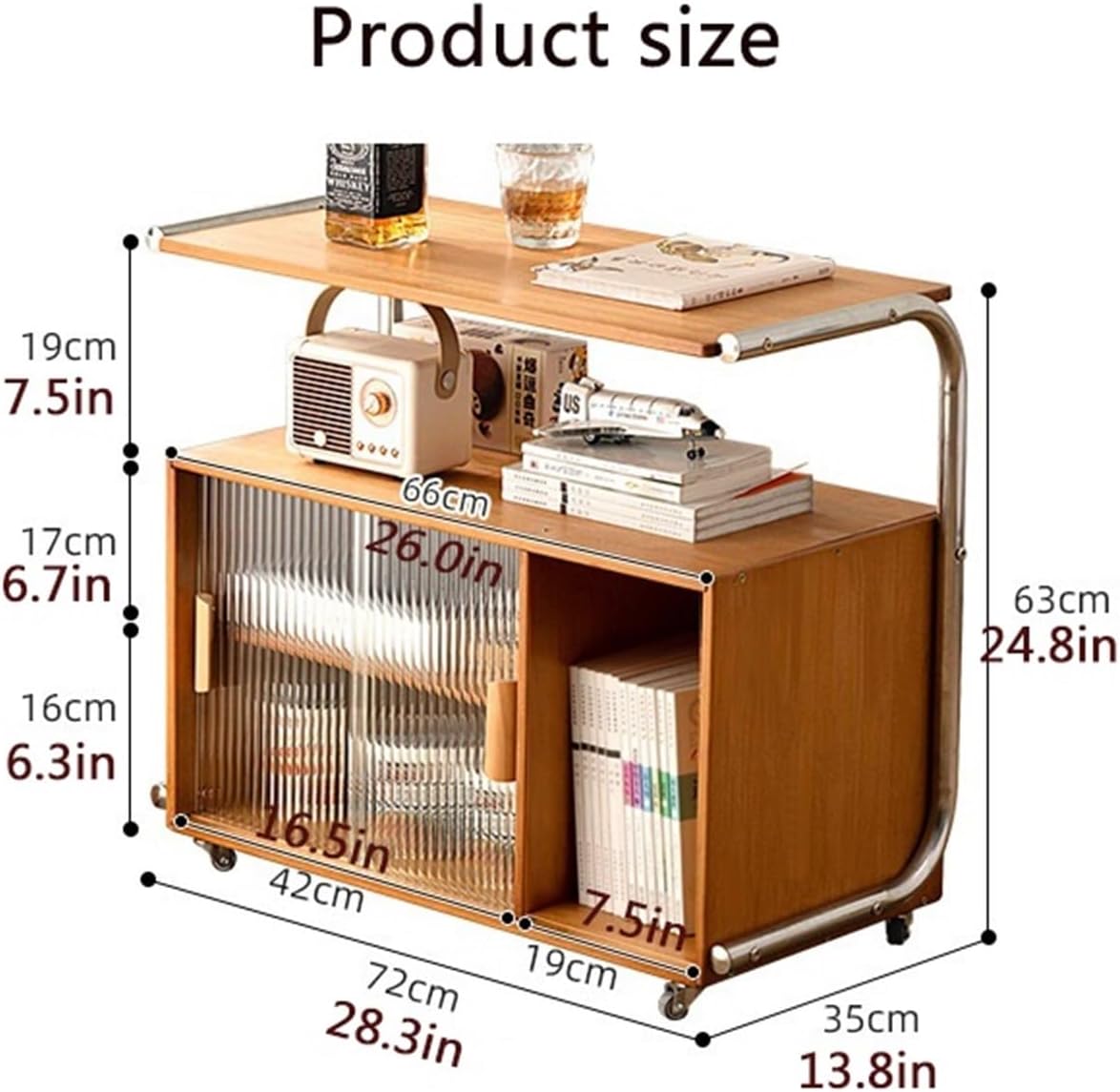 End Tables Interior ﻿, Multifunctional Sofa Side Cabinet, Movable Coffee Table, Bedside Corner Table Balcony Storage Rack, for Living Room, Kitchens Multi Scenario Use(Natural)
