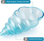 MDLUU Glass Shell Vase, 11-Inch Seashell Potpourri Holder, Large Decorative Conch Bowl for Shell Collection Display, Sea Glass, Air Plant(Blue)