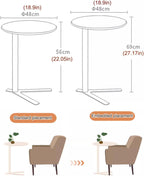 Round End Table,Embedded Coffee Table with V-Type Base,Sofa Side Table for Living Room Balcony Apartment Office Bedroom(Beige,48x56cm)