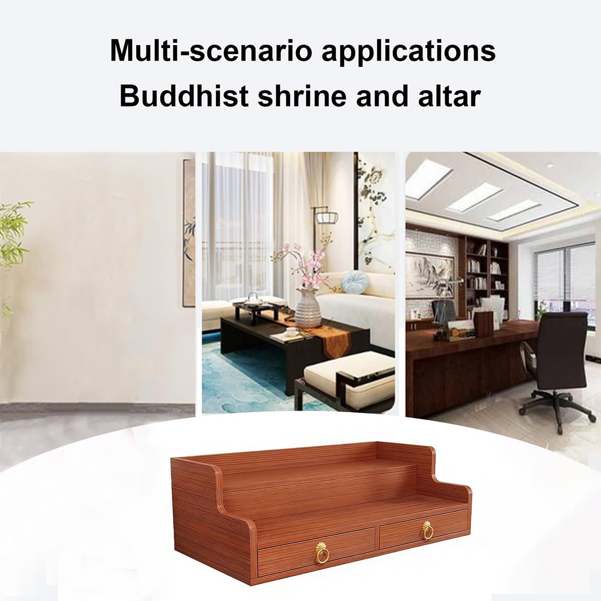 Wall Hanging God Shelf, Buddhist Altar De Madera Shrine with Retractable Pull Plate, Prayer Meditation Table for Living Room, Bedroom, Office(White,19.6 * 15.7 * 10.2in)