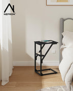 C-Shaped End Table, Small Couch Side Table, Sofa TV Tray Table for Living Room, Bedroom, Bedside ET-D-BK1