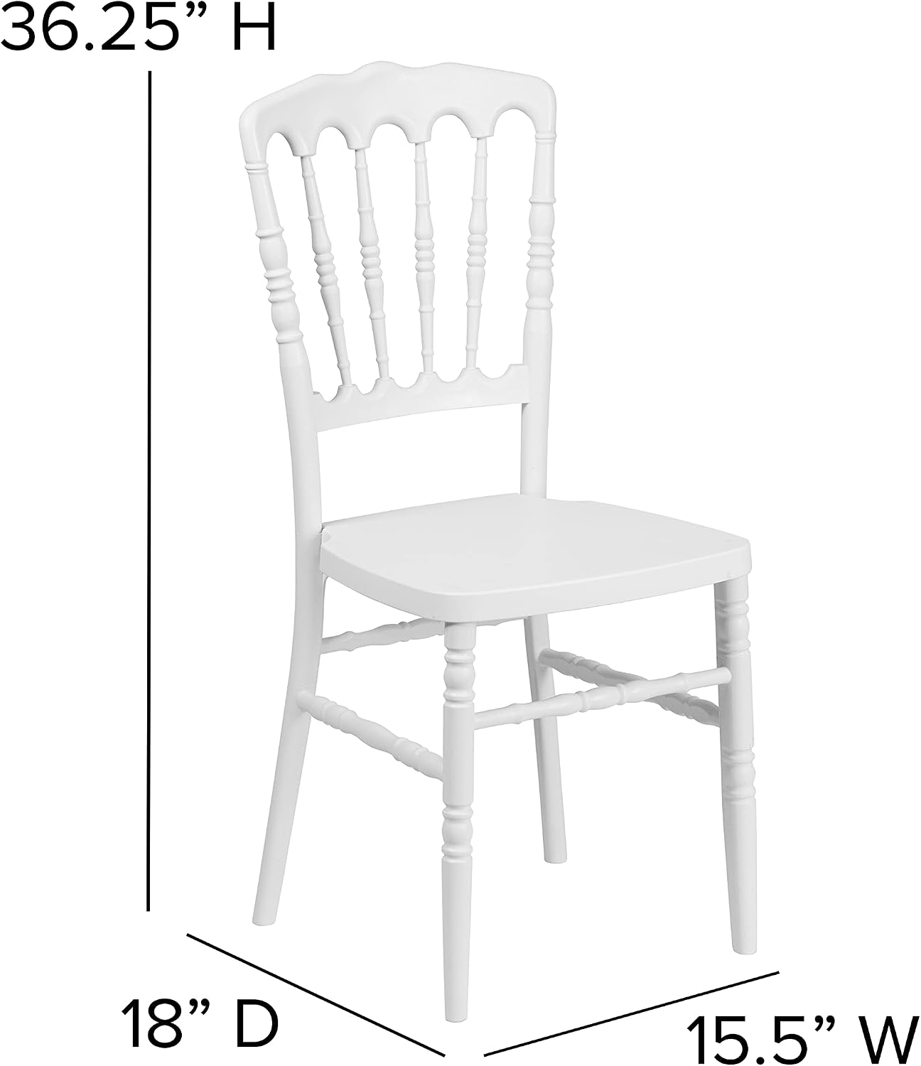 Flash Furniture HERCULES Series White Resin Stacking Napoleon Chair