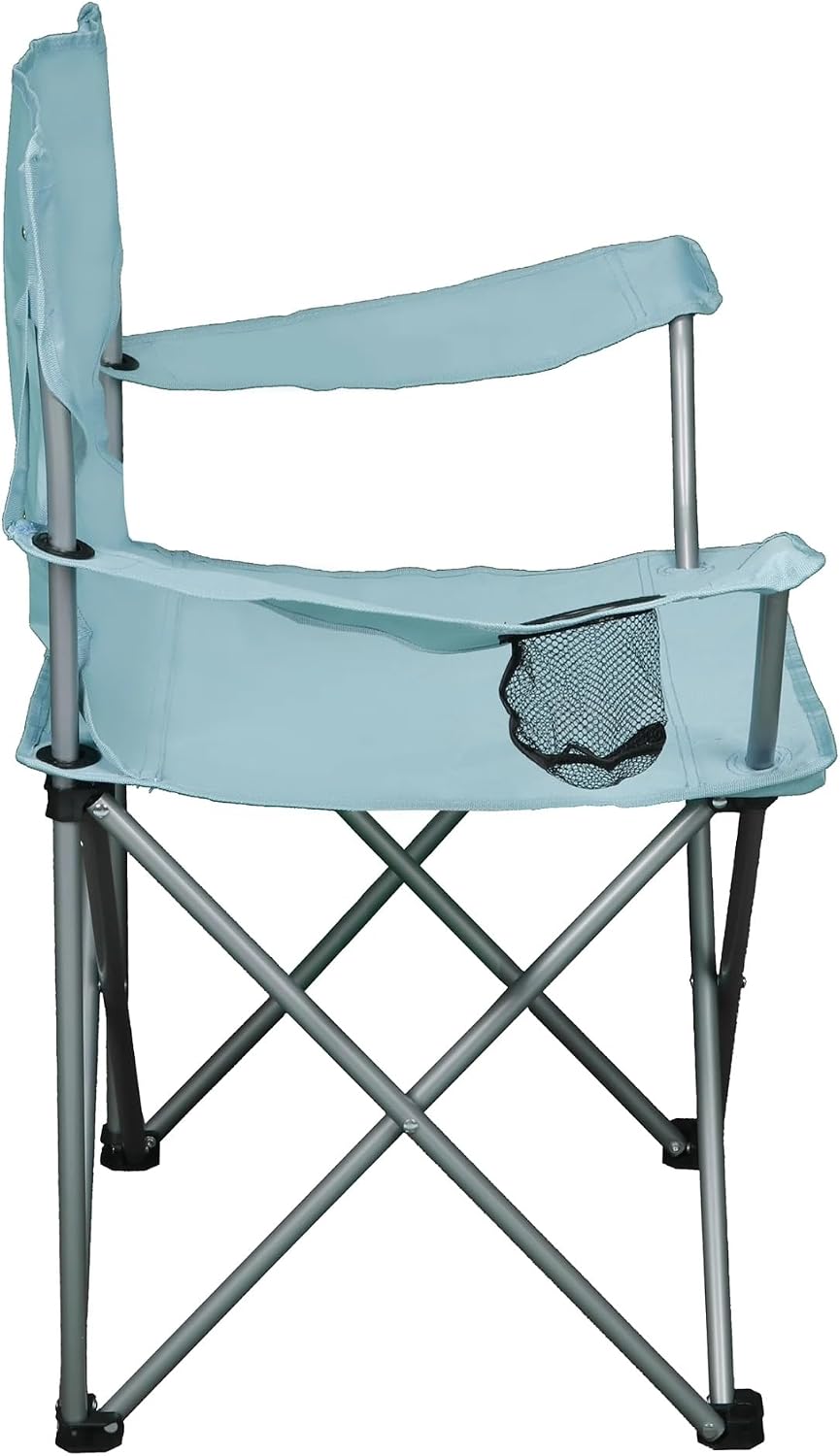Four-Fold Camping Chair with Cup Holder, Vintage Blue