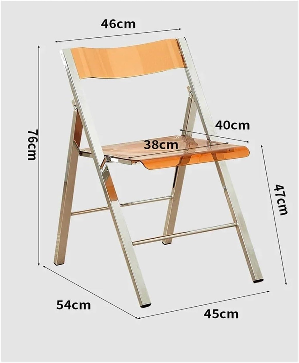 Transparent Folding Chair with Metal Frame with Backrest Plating Stool for Outdoor/Indoor Living Room Bedroom Makeup(Grey)