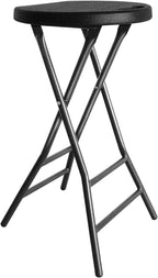 24 Inch Portable Folding Stool with Thick Padded Seat, Heavy Duty Metal Frame, Collapsible Round Chair for Camping, Fishing, Garden, Kitchen, Outdoor Events - Black