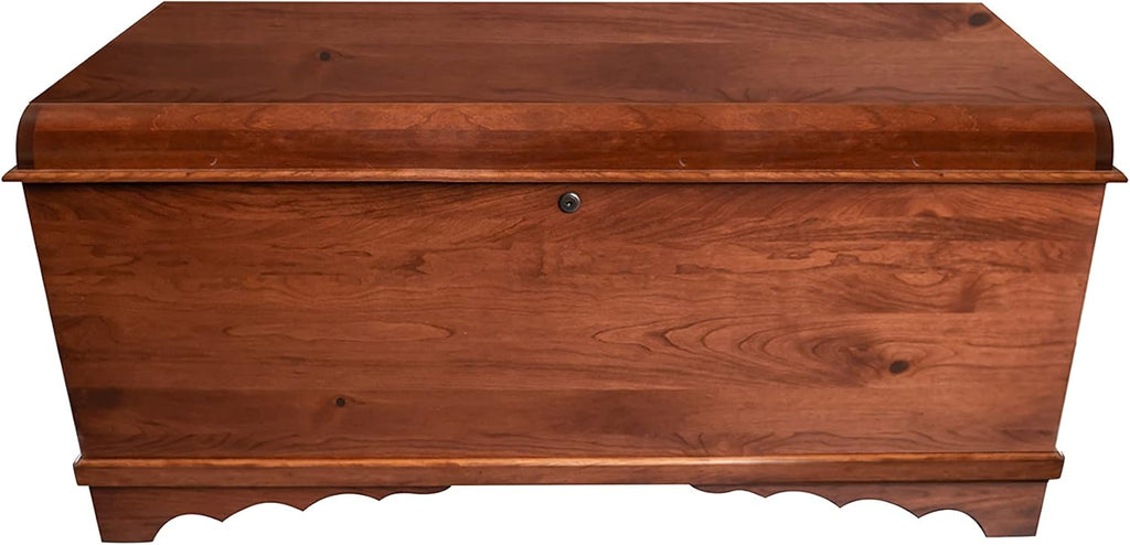 Rustic Red Door Co. Cedar Hope Chest with Waterfall Top, Amish Made Wooden Storage Trunk Box for Bedroom, Blanket, Clothes, Anti-Slam Hinges and Lock, 42", Rustic Cherry Wood, W. Cherry Stain