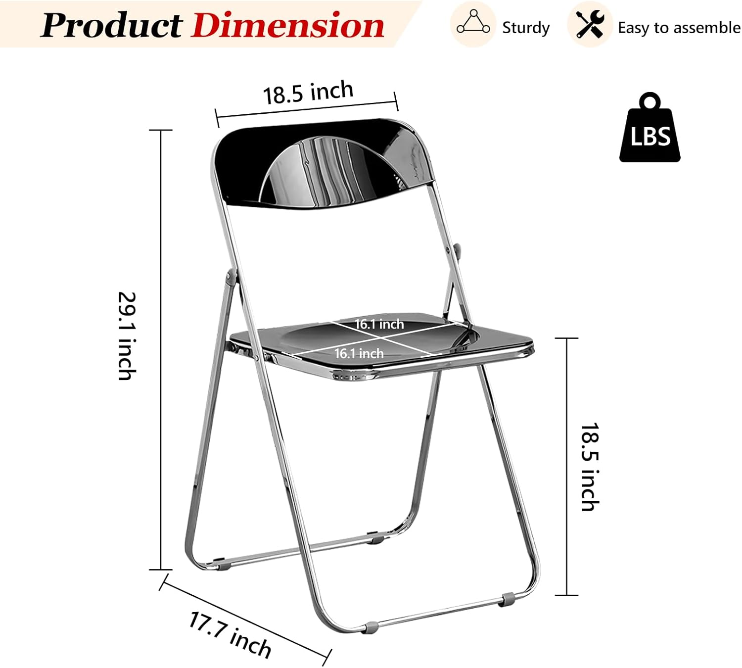 JPBSTO 2 Pack Black Plastic Folding Chairs - Executive Pair Stackable for Office Lounge, Conference, VIP Area (300lb Capacity)