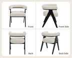 CIMOTA Set of 8 Mid-Century Modern Barrel Dining Chairs with Arms, Fabric Upholstered Kitchen & Dining Room Chairs with Black Wood Legs Contemporary Armchairs Accent Side Chairs, Cream White