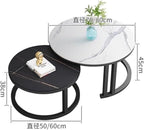 Round Marble Coffee Table Set of 2 - Nesting Tables for Living Room & Home Office - Stylish Side Tables with Modern Design(B,80CM)