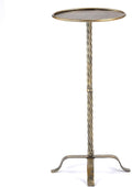 Metal Martini Table, Modern Antique Gold Side Table with 4 Legs, 27.75" Small Round Drink Table for Small Spaces Living Room Sofa Couch Patio