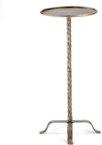Metal Martini Table, Modern Antique Gold Side Table with 4 Legs, 27.75" Small Round Drink Table for Small Spaces Living Room Sofa Couch Patio
