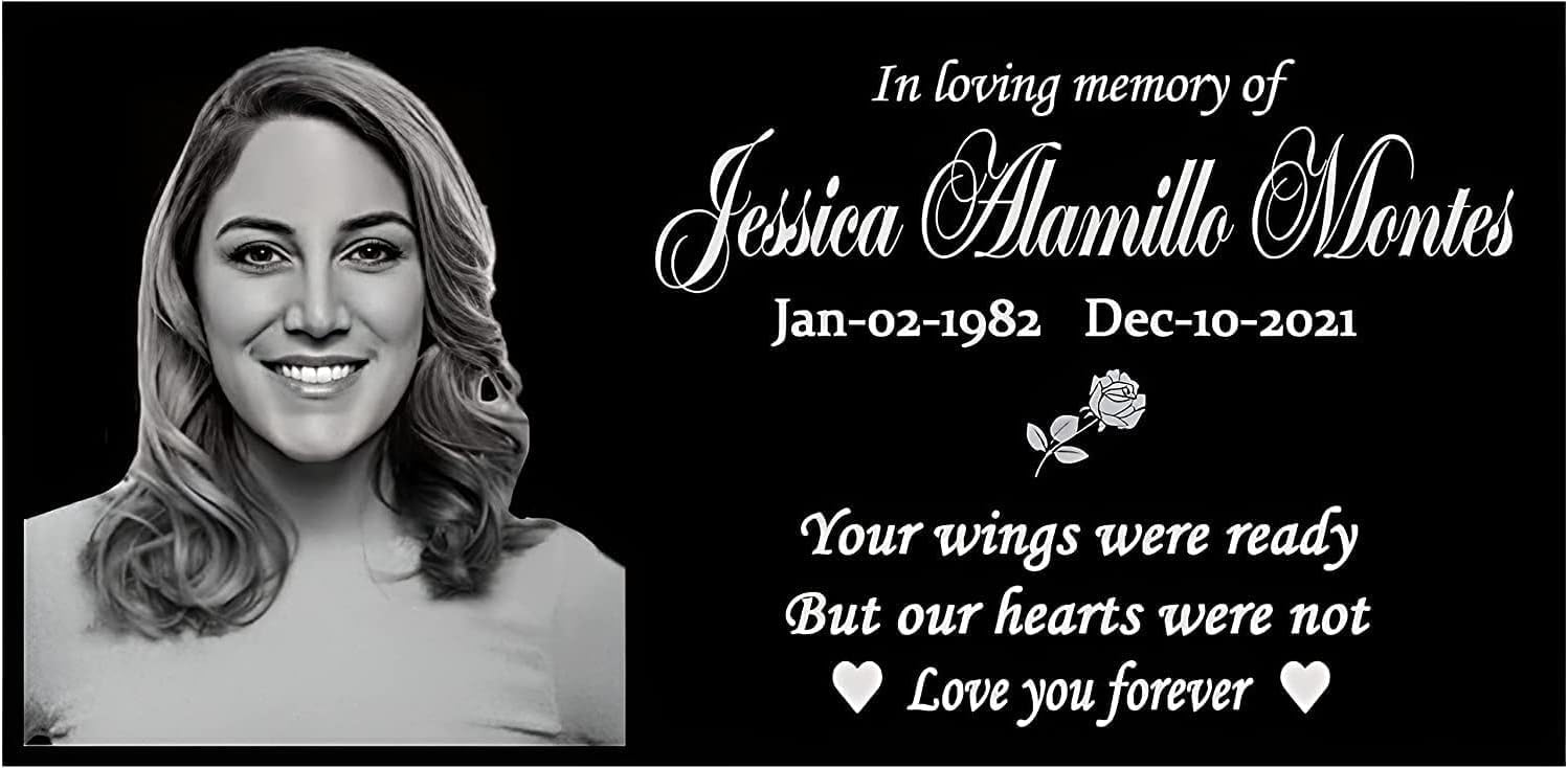 Personalized Human Memorial Stones, Black Granite Memorial Garden Stone, Gifts for Someone Who Lost a Loved One, or Pet, Dog, Cat (16x8 inches (40x20cm))