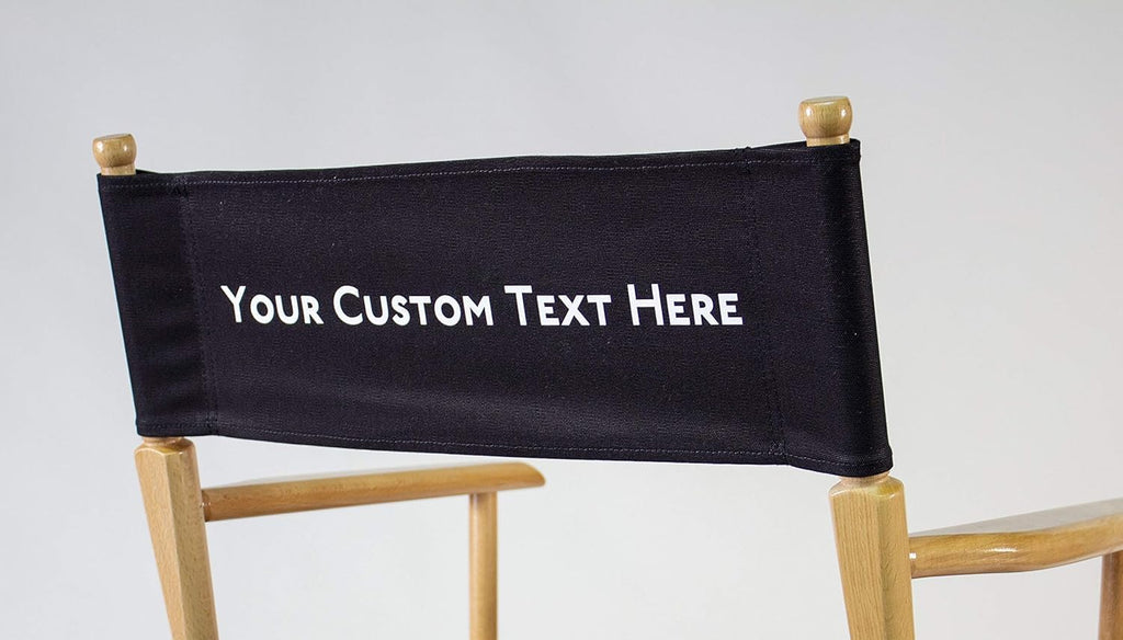 Filmcraft Personalized Tall Director's Chair – Black Finish with Custom Black Canvas, Complete Professional Package for Filmmakers & Creatives (Front & Back Customization)