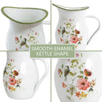 Enamel Vintage Pitcher Vase for Flowers,7.9" L x 5.3" W x 7.5" H Rustic Pitcher Vase,Farmhouse Decor for Kitchen Table Centerpiece,Living Room,Bedroom (Green)