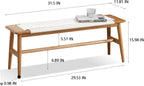Natural Solid Oak Wood Multipurpose Bench, Minimalist Armless Dining Table Bench Seat, Heavy Duty Indoor Accent Bench for Bedroom, Dining Room, Entryway & Bathroom (White)