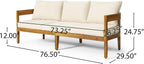 Merax 76.5" Outdoor Acacia Wood Frame 3 Seater Sofa with Cushions for Patio,Garden