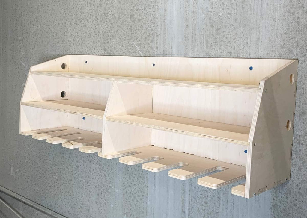 Cordless Drill Tool Holder Organization Storage Rack Wood Shelf Case Organizer 10-Slot Birch Plywood