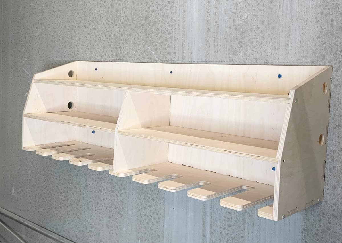 Cordless Drill Tool Holder Organization Storage Rack Wood Shelf Case Organizer 10-Slot Birch Plywood