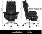 mokodo Big and Tall Office Chair 400lbs, Breathable Fabric Executive Desk Chair with Pocket Spring Cushion, 155° Reclining Computer Chair with Integrated Headrest & Lumbar Pillow (Black)