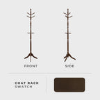 Lexicon Sturdy Solid Wood Coat Rack Stand with 10 Hanging Hooks for Hats,Scarves, Handbags, 3-Tier Wooden Coat Rack Freestanding Tree Used in Bedroom, Entryway, Hallway, Office, Dark Brown