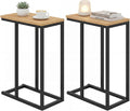 Giantex C-Shaped End Table, Set of 2 Small Sofa Couch Side Table that Slide Under with Metal Frame & Spacious Tabletop, Bedside Laptop TV Tray for Living Room Bedroom Small Spaces (Natural)