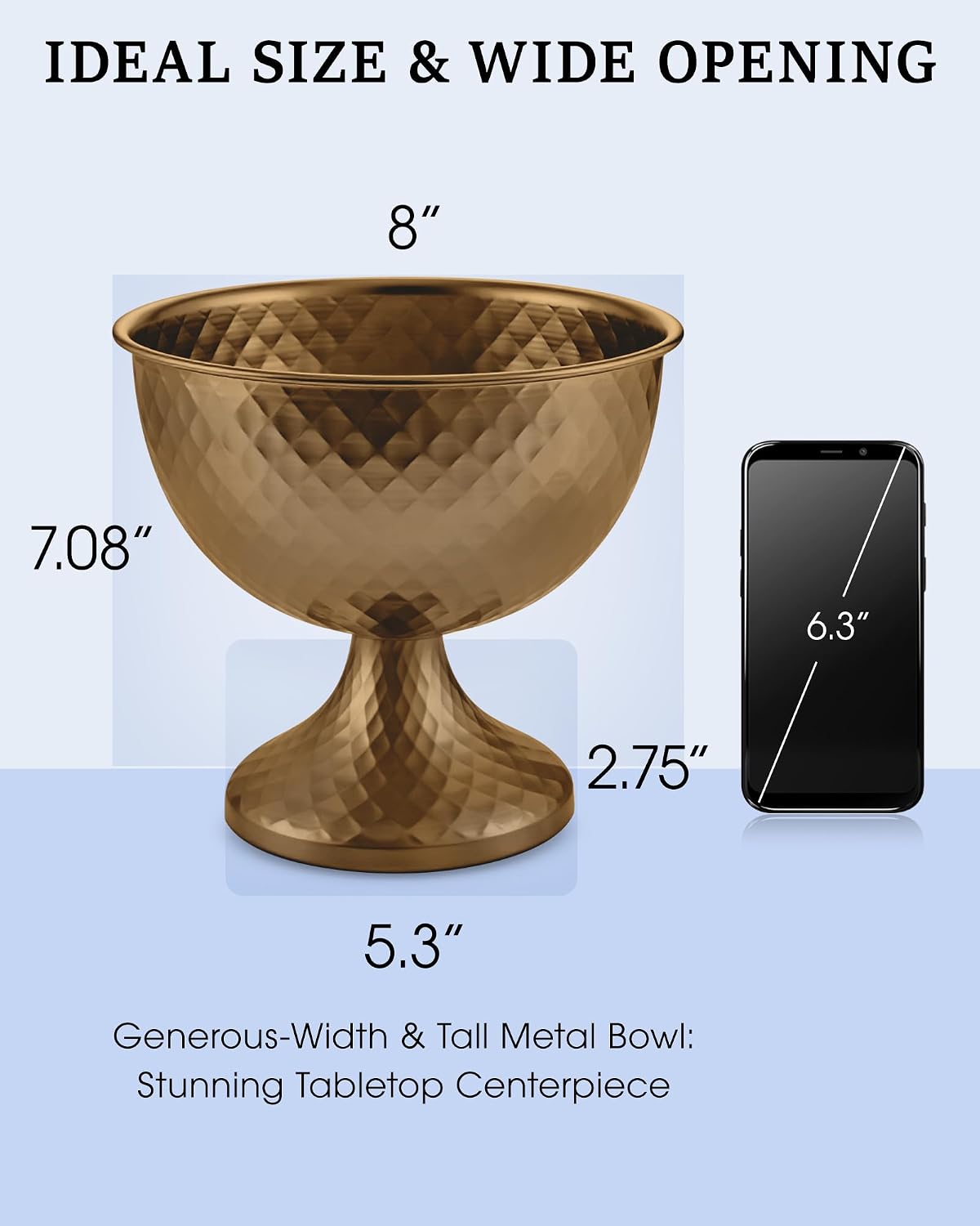 8.25'' Wide 7.3''High Decorative Bowl Vase Set of 10,Distressed Gold Metal Compote Bowl for Tables，Urn Vases for Vintage Wedding Centerpieces,Elegant Compote Vases,Pedistal Vase for Any Event