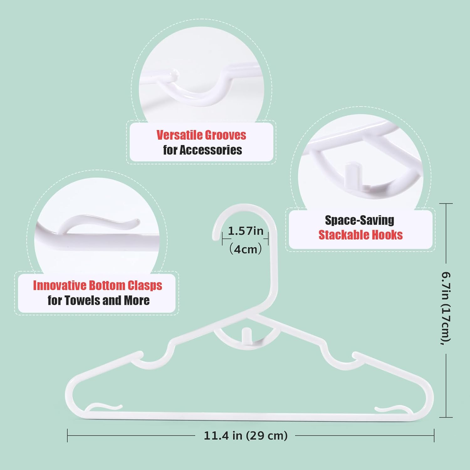 60 Pack Plastic Baby Hangers - Kids Clothes Hanger for Closet, 11.4 Inch White Toddler Infant Hanger for Nursery Boys and Girls Hangers Kids Size, Non-Slip, Non-Distorting from Stretching