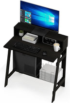 Furinno Simplistic 32-Inch Black Computer Desk, Small Office Desk, Rectangular Home Office Desk with Shelf, Gaming Desk for Home Office, Bedroom, Study Room, Black Espresso