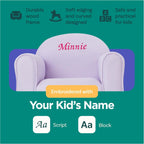 Keet Personalized Gingham Kids Chair with Custom Name Embroidery, Soft Microsuede Fabric, Padded Cushion, Wooden Frame, Ages 2-5, Comfortable & Stylish Toddler Armchair for Playroom & Bedroom.