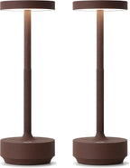 SAKRINGT 2 Pack Rechargeable Cordless Table Lamp - Battery Operated LED Portable Table Light with 3 Color Stepless Dimming, Memory Function - IP54 Waterproof for Outdoor, Restaurant, Patio, Camping