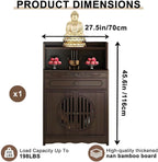 Bamboo Buddhist Altar Table for Home - Meditation Table with Cabinet Door, Chinese for Altar Pooja Tables High Altars with Storage (Ruyi Style)