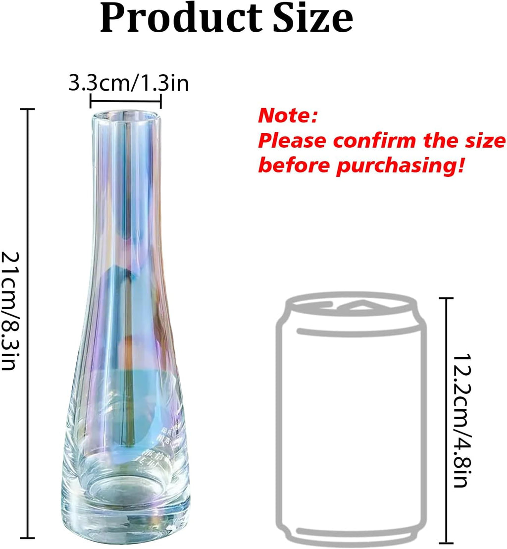 8.3'' Single Flower Vase, Small Glass Bud Vase Clear Single Stem Rose Vase, Colorful Tall Skinny Vases for Flowers Centerpieces Wedding Party Home and Office Décor