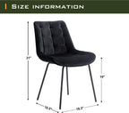 Velvet Dining Chairs, Upholstered Reception Chairs, Tufted Accent Chair with Metal Legs for Home Kitchen, Living Room, Set of 2, Black
