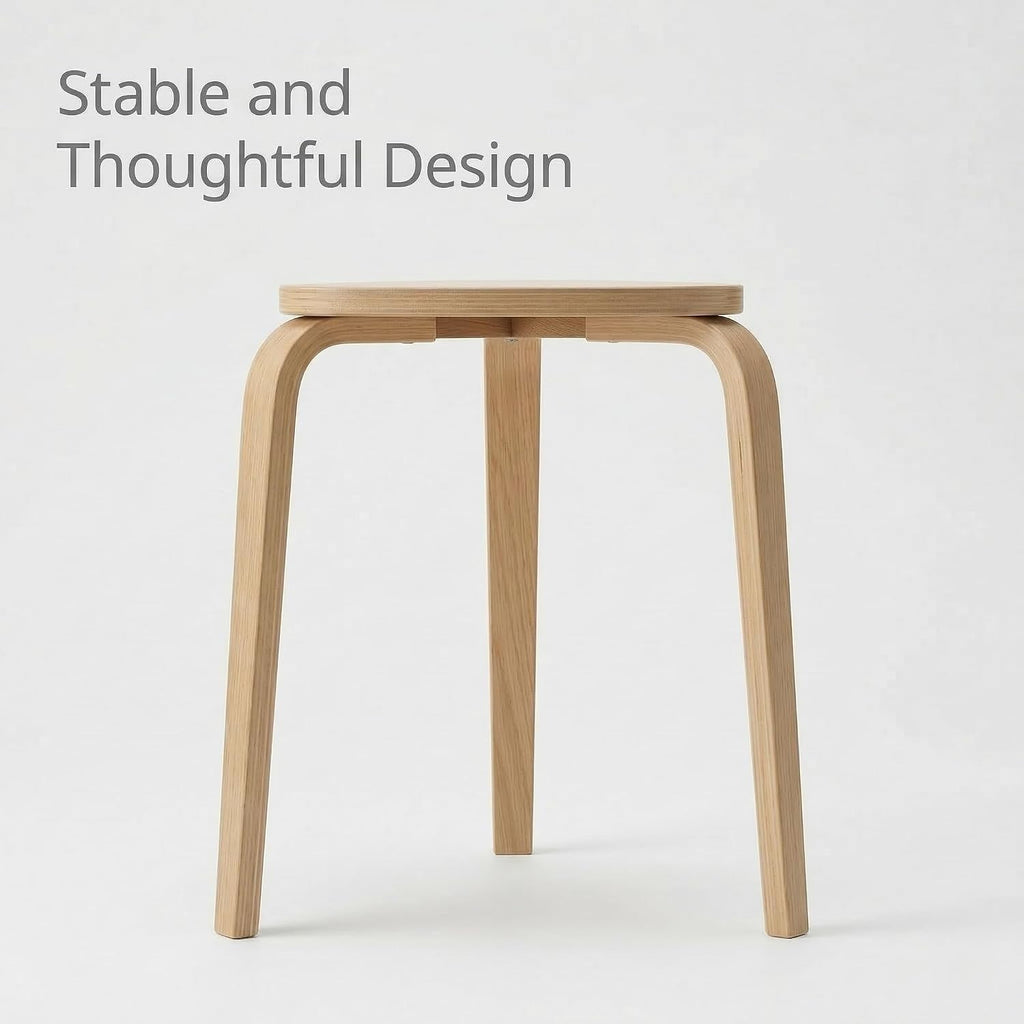 Modern Scandinavian Wooden Stool, Minimalist Round Side Table, Small Accent Table for Living Room, Bedroom, Entryway, Plant Stand, Lightweight Decorative Stool