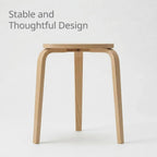 Modern Scandinavian Wooden Stool, Minimalist Round Side Table, Small Accent Table for Living Room, Bedroom, Entryway, Plant Stand, Lightweight Decorative Stool