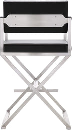 TOV Furniture Director Stainless Steel Counter Stool, Black