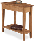 HomeStock Recliner Side Table Wedge with Shelf - Solid Wood Accent Table Desert Sand